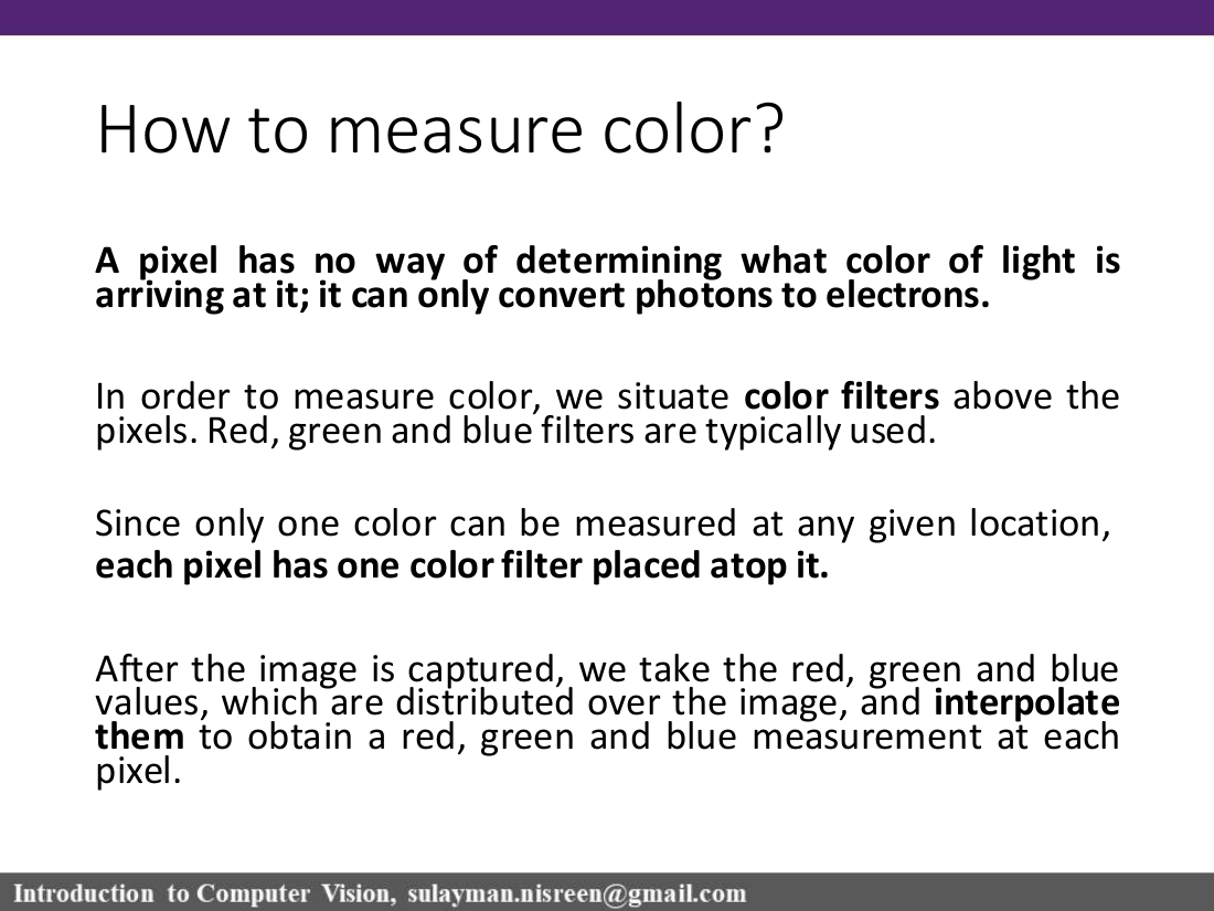 Color filter array slide