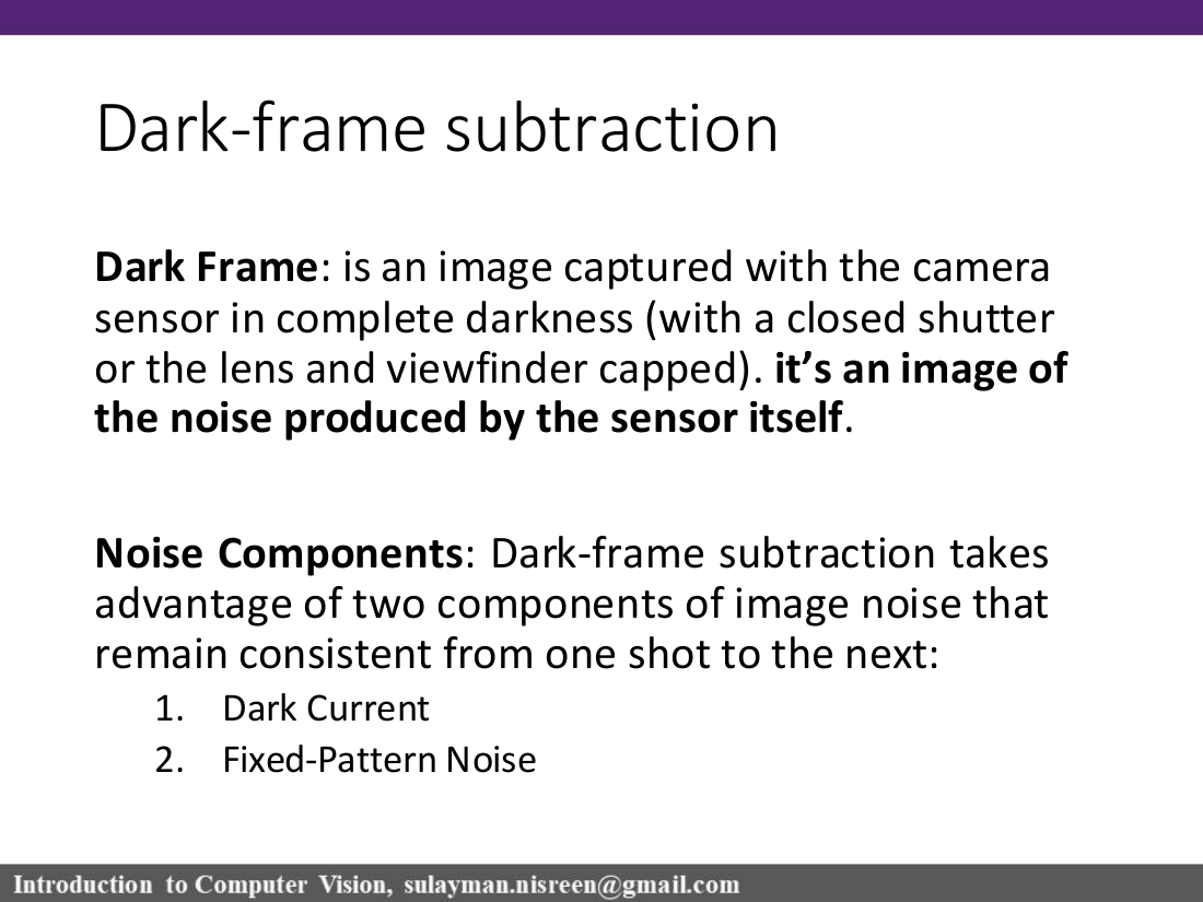 Dark frame subtraction slide