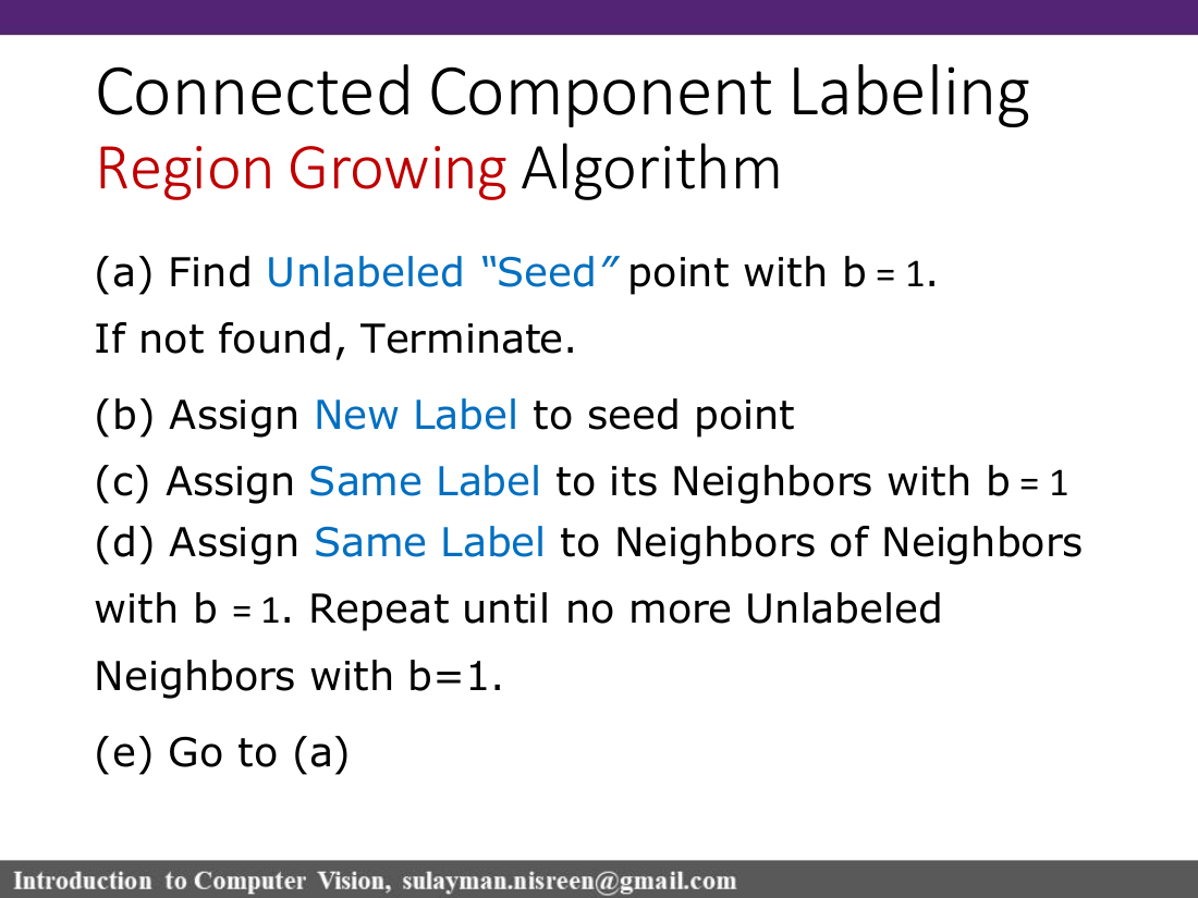 Region growing algorithm slide