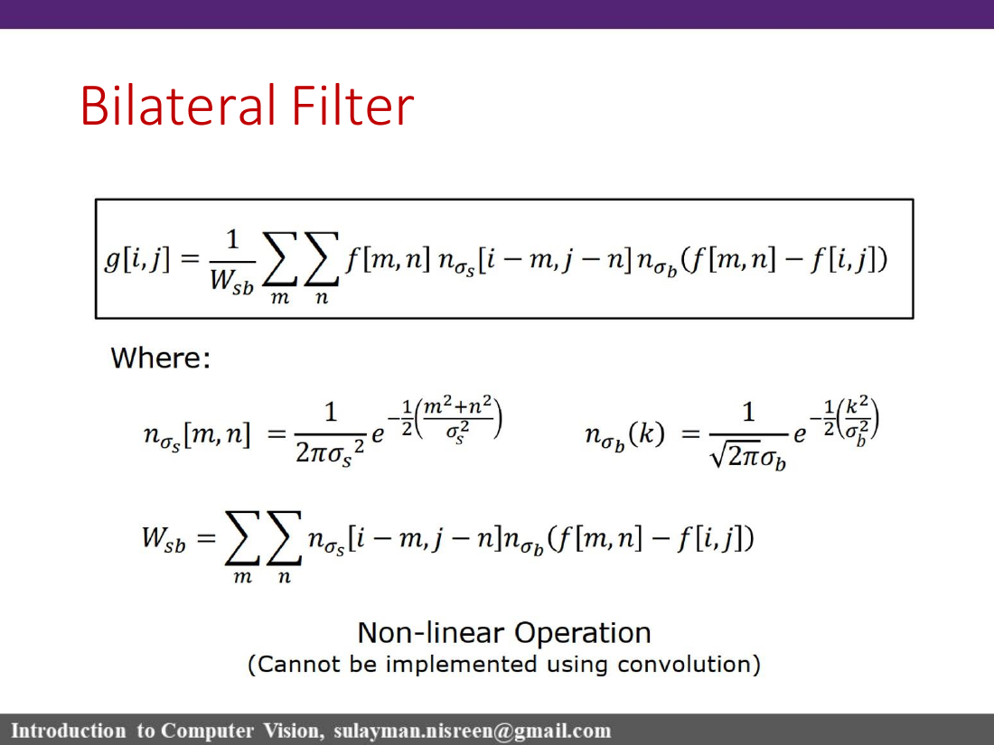 Bilateral filter slide
